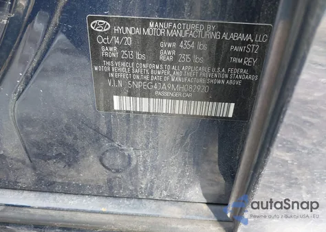 2021 Hyundai Sonata Se from USA, damaged, VIN 5NPEG4JA9MH082920